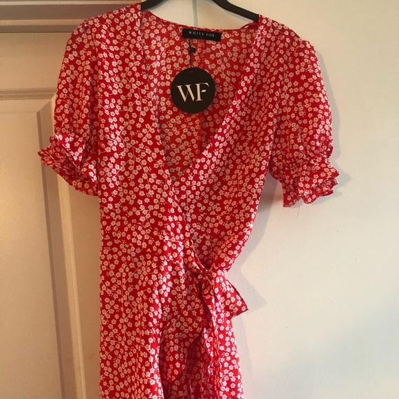 White Fox She Swings Mini Dress Red Print - Picture 3 of 4